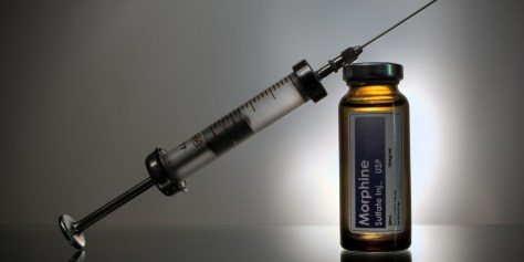 Syringe and a bottle of morphine